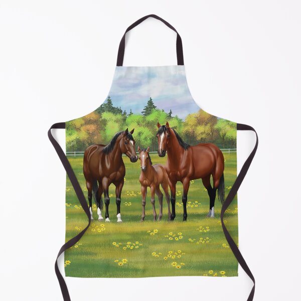 Item preview, Brown Bay Quarter Horses In Summer Pasture designed and sold by csforest.