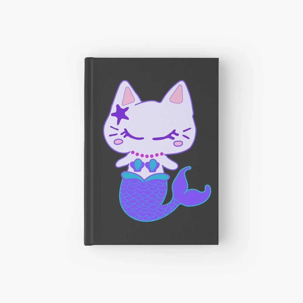 Cute Purrmaid Cat Mermaid  Hardcover Journal for Sale by Goosi