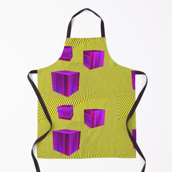 Item preview, Pink Riddle Cubes shapes on yellow striped pattern. designed and sold by IaroslavB.