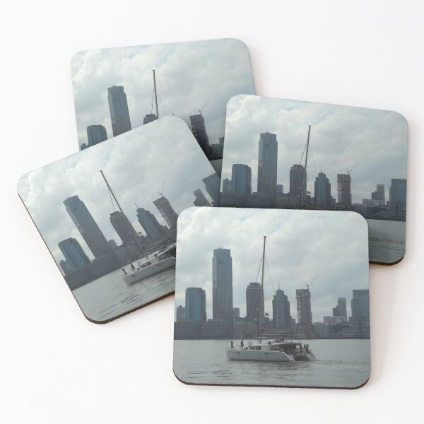 Item preview, Boat, Hudson River, Jersey City Skyline, Jersey City, New Jersey designed and sold by lenspiro.