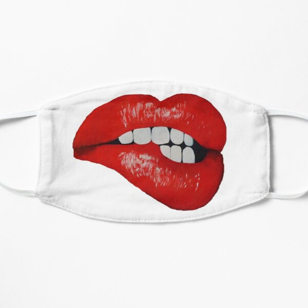Mordiendo labios rojos beso Mascarilla plana