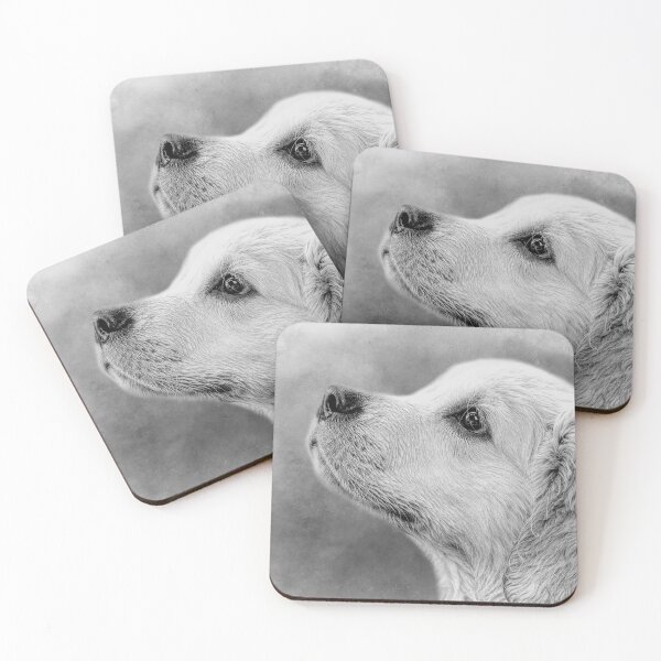 Item preview, Devoted Golden Retriever Puppy BW designed and sold by Elisabeth Lucas.