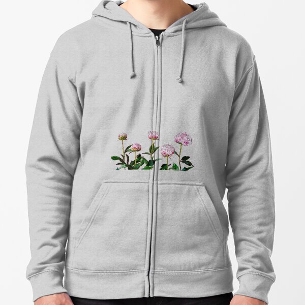 Peonies Zipped Hoodie