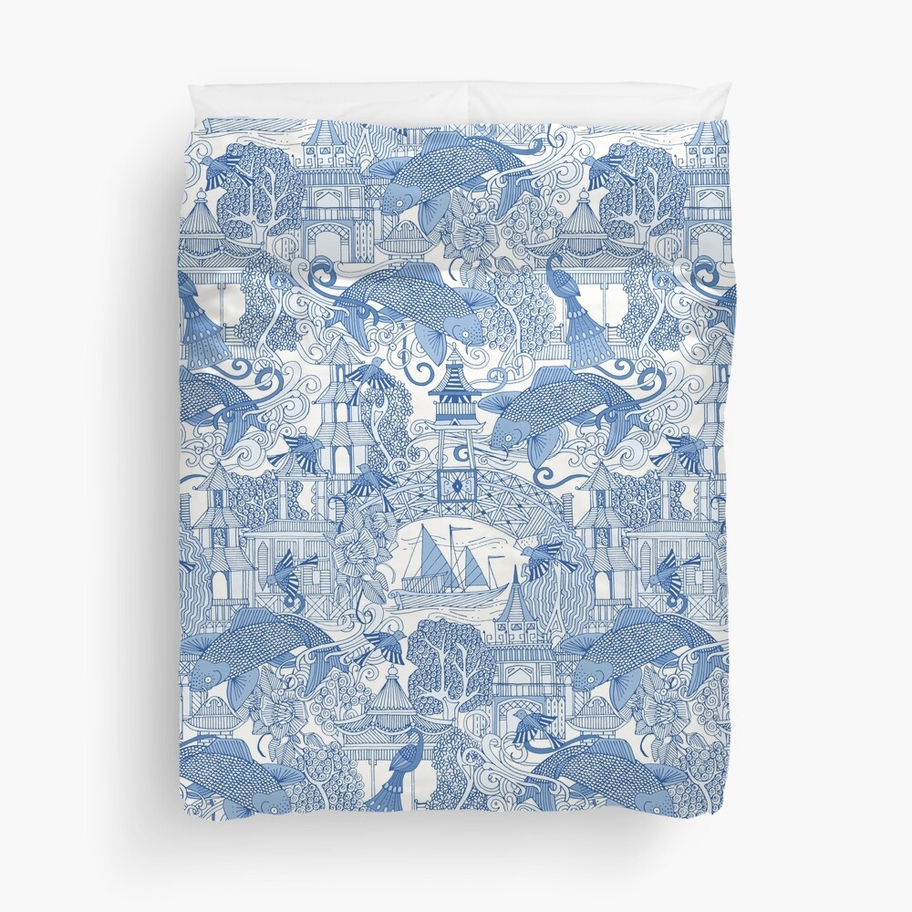chinoiserie toile blue Duvet Cover