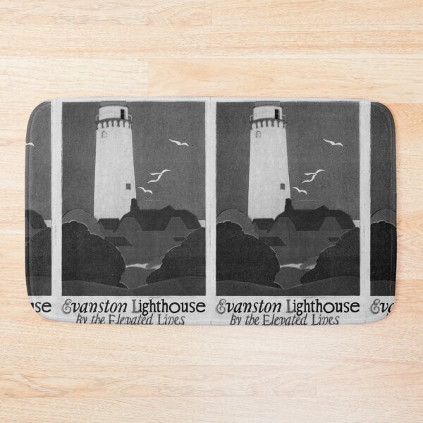 Item preview, Evanston Lighthouse Noire vintage travel poster designed and sold by stickart-marek.