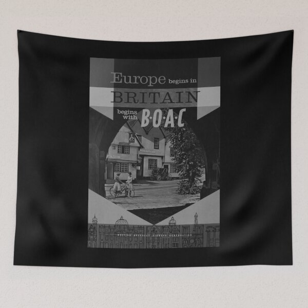 Item preview, Europe begins in Britain Noire vintage travel poster designed and sold by stickart-marek.
