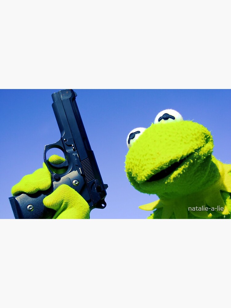 "kermit with a gun" Sticker by nataliealie Redbubble