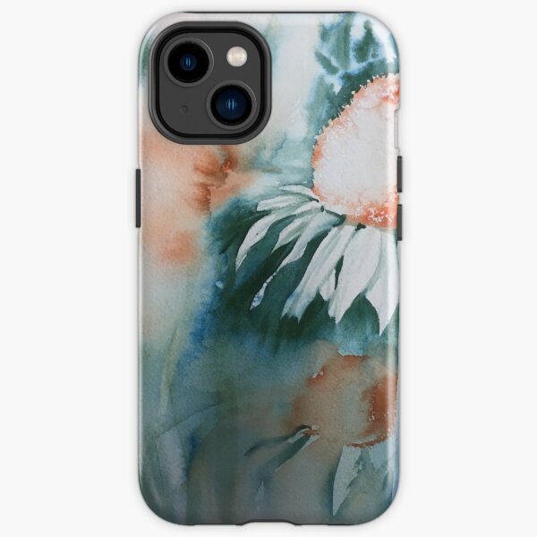 Echinacea watercolour with the richness of orange and cascade green iPhone Tough Case