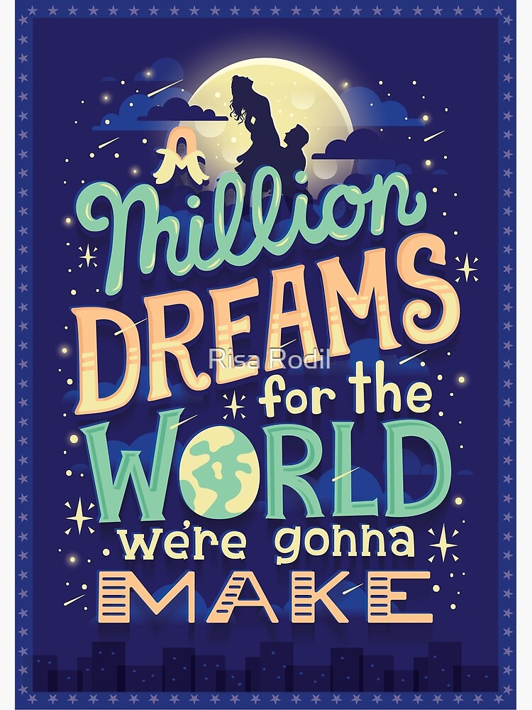 A Million Dreams The Greatest Showman Song Lyric Vintage Script Quote Print