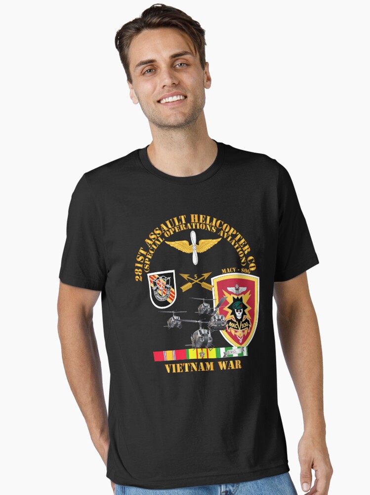 Thumbnail 2 of 7, Essential T-Shirt, Army - 281st AHC MAC V SOG w SVC designed and sold by twix123844.