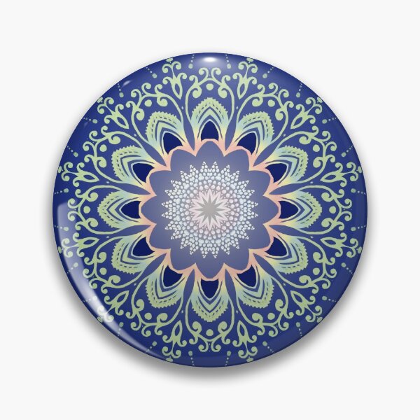 Item preview, blue flowers mandala  designed and sold by MandalaFlowerArt.