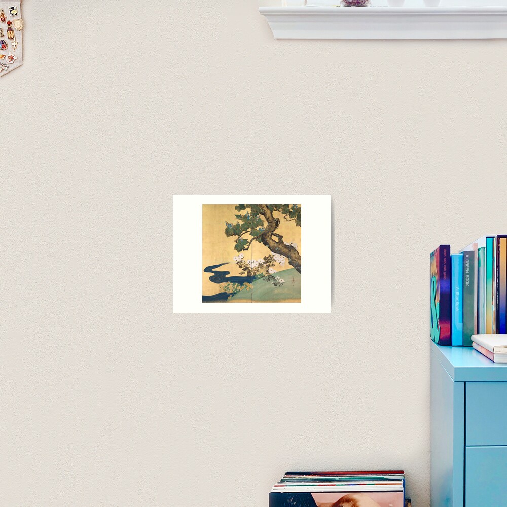 Paulownias and Chrysanthemums 桐菊流水図屏風 Art Print