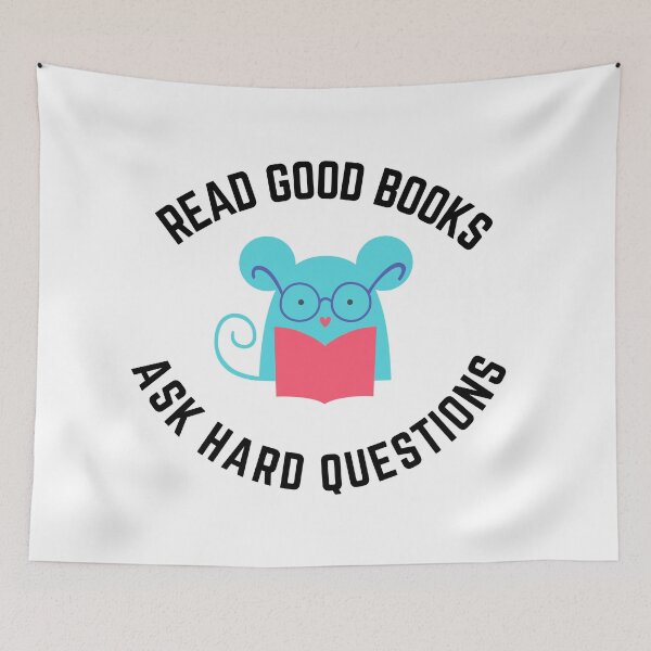 Item preview, Read good books ask hard questions designed and sold by bumperapparels.