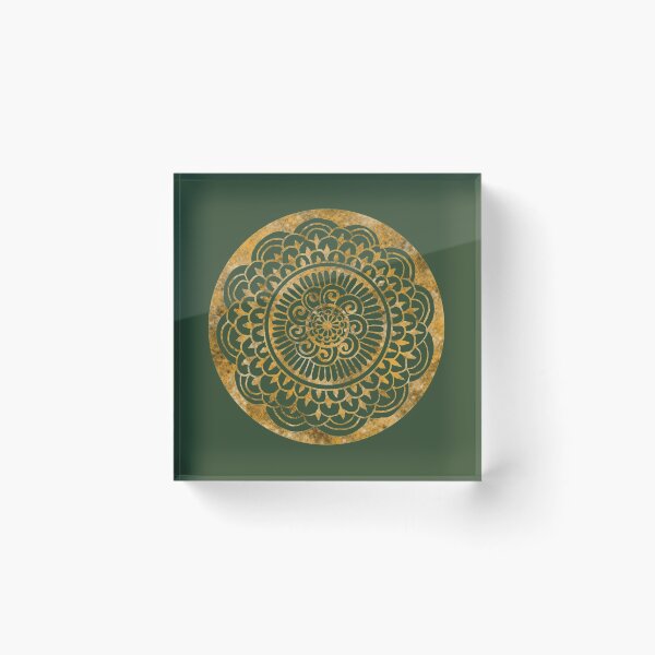 Item preview, Sunflower Sun Mandala Gold on Green designed and sold by ArtByDrax.
