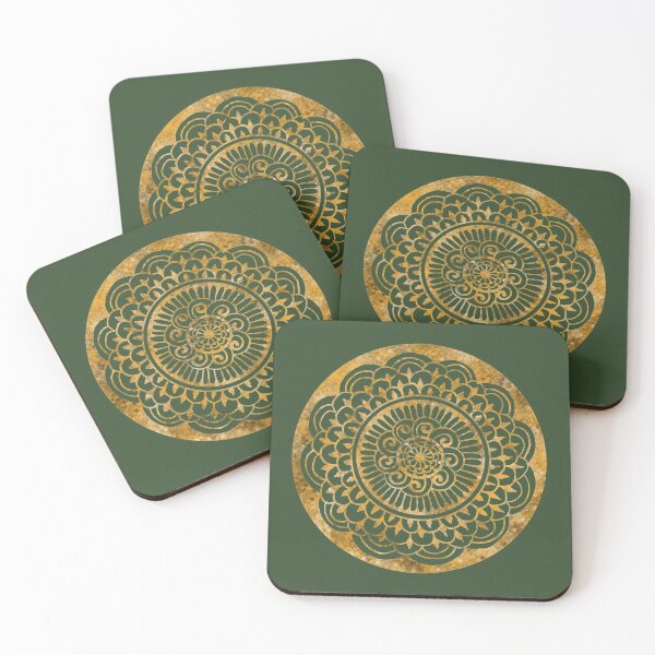 Item preview, Sunflower Sun Mandala Gold on Green designed and sold by ArtByDrax.