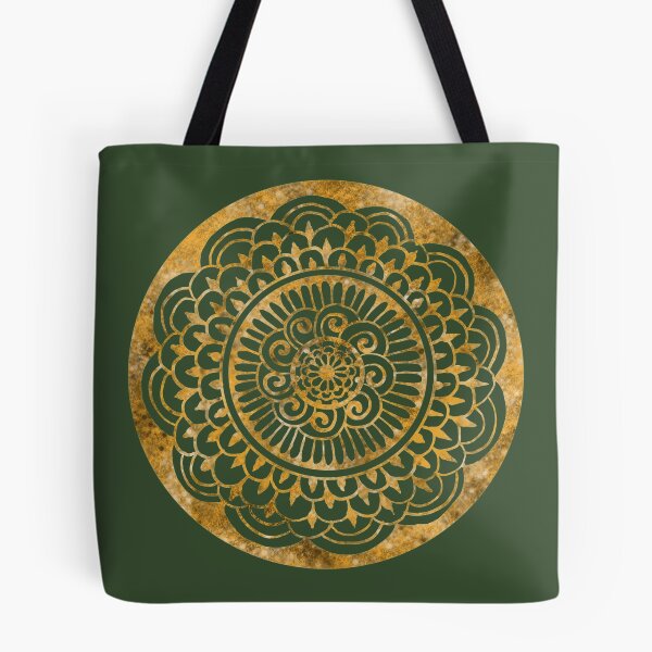 Item preview, Sunflower Sun Mandala Gold on Green designed and sold by ArtByDrax.
