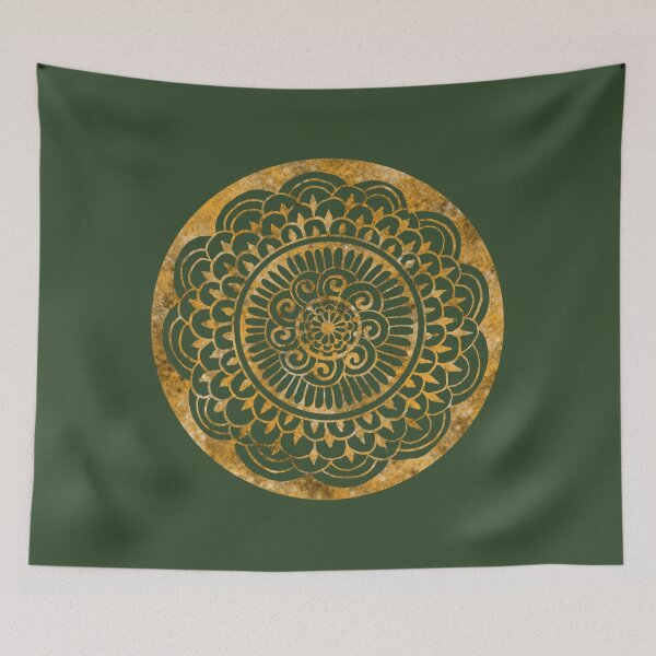 Item preview, Sunflower Sun Mandala Gold on Green designed and sold by ArtByDrax.