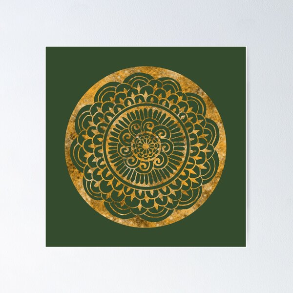 Item preview, Sunflower Sun Mandala Gold on Green designed and sold by ArtByDrax.