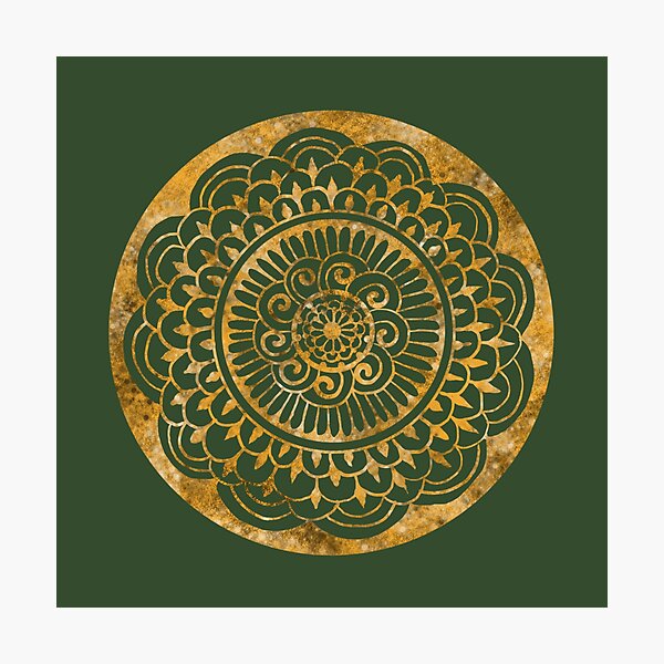 Item preview, Sunflower Sun Mandala Gold on Green designed and sold by ArtByDrax.