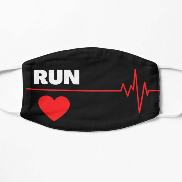 Love Run Red Heart and Heartbeat Flat Mask