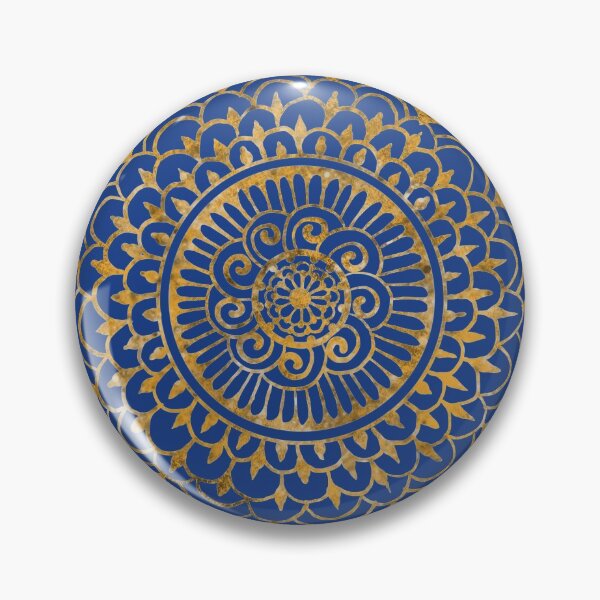 Item preview, Sunflower Sun Mandala Gold on Blue designed and sold by ArtByDrax.