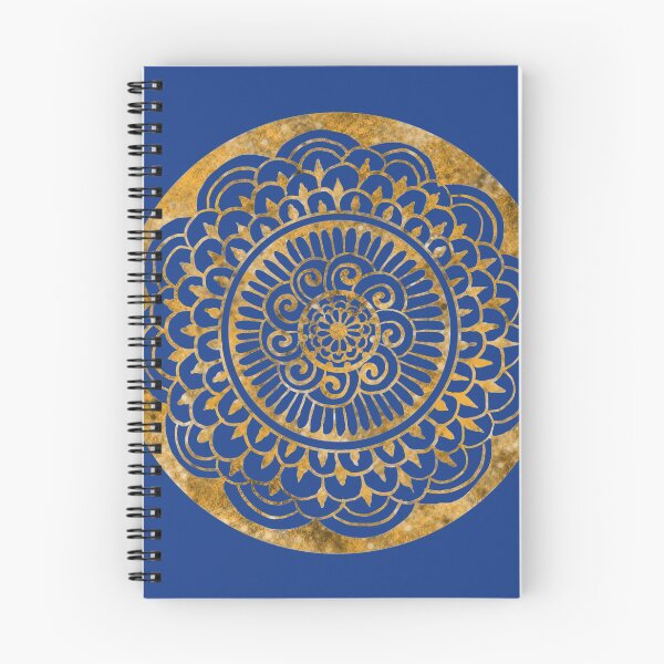 Item preview, Sunflower Sun Mandala Gold on Blue designed and sold by ArtByDrax.