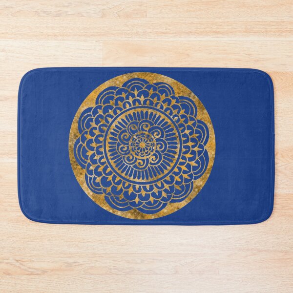 Item preview, Sunflower Sun Mandala Gold on Blue designed and sold by ArtByDrax.