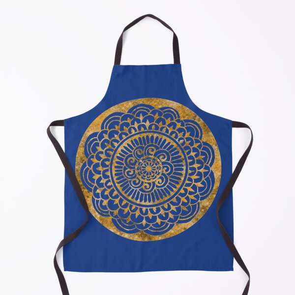 Item preview, Sunflower Sun Mandala Gold on Blue designed and sold by ArtByDrax.