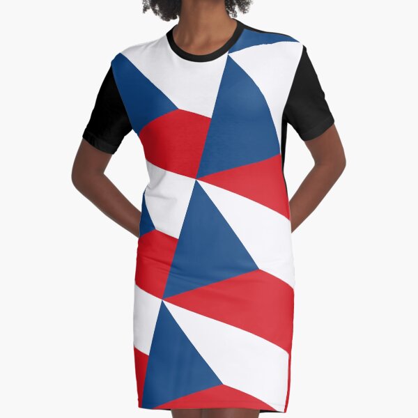 Czehia Flag Pattern Graphic T-Shirt Dress