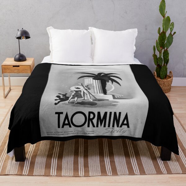 Item preview, Taormina Sicily Noire vintage travel poster designed and sold by stickart-marek.