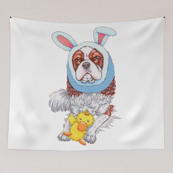 Item preview, Cavalier King Charles Spaniel - Blenheim wearing a bunny snood designed and sold by jollyinu.