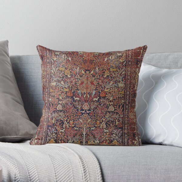 Persian Vintage Antique Carpet Nature Fine Art Throw Pillow