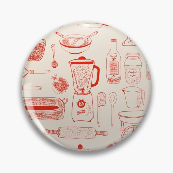 Item preview, Retro Kitchen Cooking Utensils Line Print in red designed and sold by Steph Goarin.
