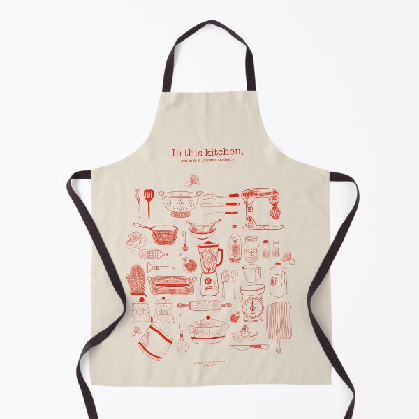 Item preview, Retro Kitchen Cooking Utensils Line Print in red designed and sold by Steph Goarin.
