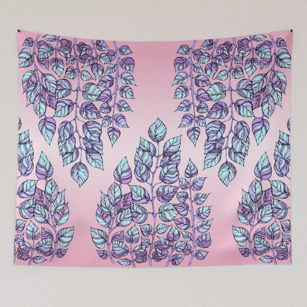 Item preview, Rose Quartz and Serenity hand drawn and watercolor leaves  designed and sold by MandalaFlowerArt.