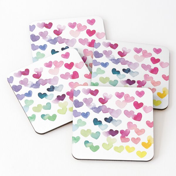 Item preview, Rainbow hearts watercolor painting designed and sold by heartofanna.