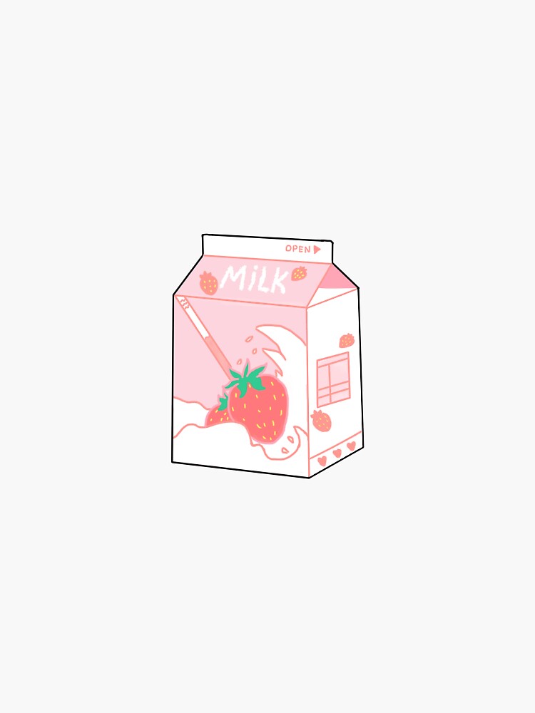 Retro Kawaii Panda with strawberry milk carton' Sticker