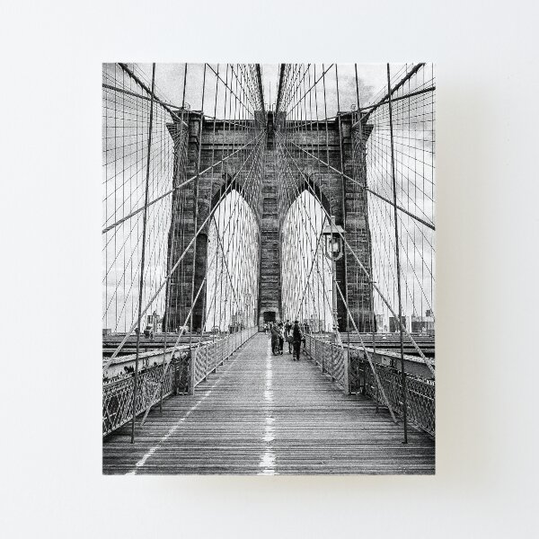 Brooklyn Bridge, New York City (rustic black & white) Canvas Mounted Print
