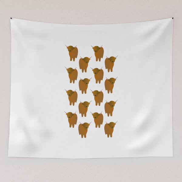 Item preview, Adorable Highland Cattle Pattern (on white) designed and sold by Davey's Designs.