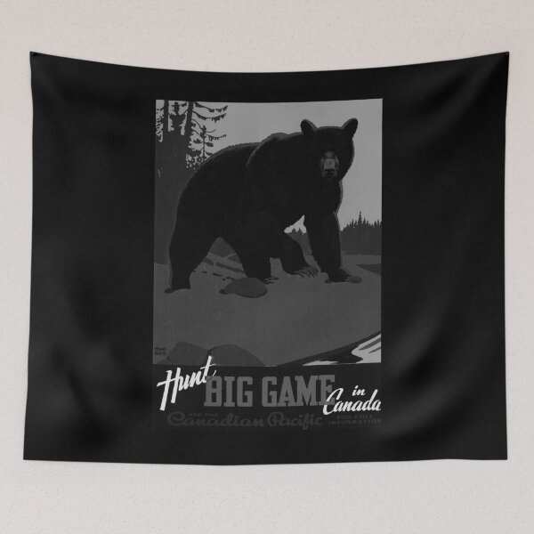 Item preview, Hunt big Game in Canada Noire vintage travel poster designed and sold by stickart-marek.