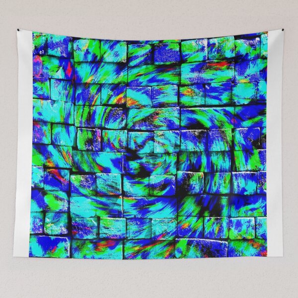 Item preview, Blue Bricks With A Twist. Abstract Digital Painting. WallsOfFame designed and sold by WallsOfFameAust.