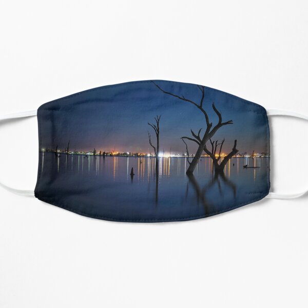 The Haunting Ghost Gums of Lake Mulwala at night! Flat Mask