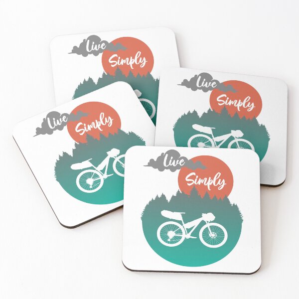 Item preview, Live Simply - Adventure Mountain Bike Artwork - Bikepacking designed and sold by anothercyclist.