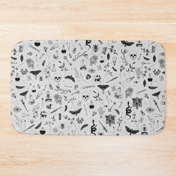 Black and Grey Witchy Pattern Bath Mat