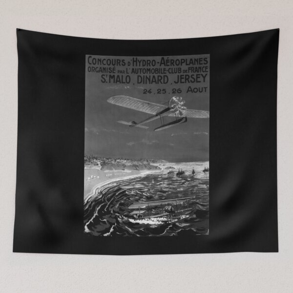 Item preview, Hydro Aeroplanes Noire vintage travel poster designed and sold by stickart-marek.