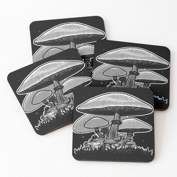 Item preview, Nighttime frog with mushrooms designed and sold by mariahabb.
