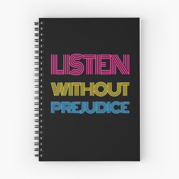 Item preview, Listen without prejudice quote typography  designed and sold by TopplundDesigns.