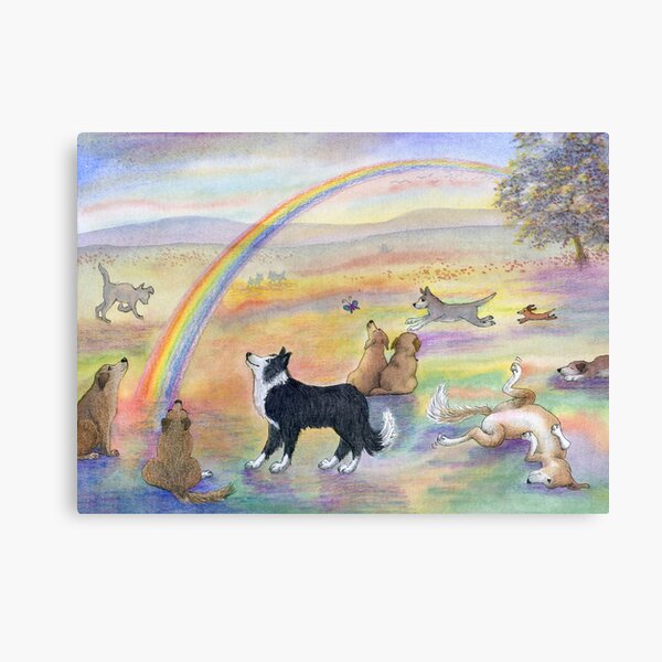 Dogs wait for their humans at Rainbow Bridge Canvas Print