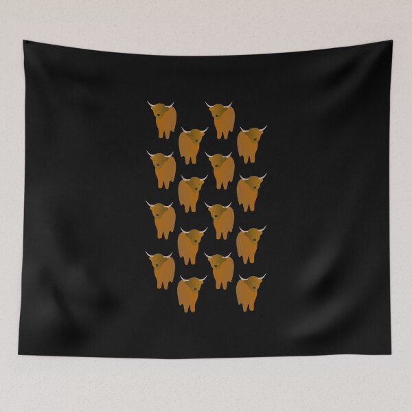 Item preview, Adorable Highland Cattle Pattern (on black) designed and sold by Davey's Designs.
