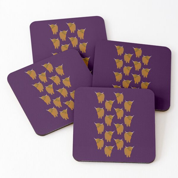 Item preview, Adorable Highland Cattle Pattern (on purple) designed and sold by Davey's Designs.
